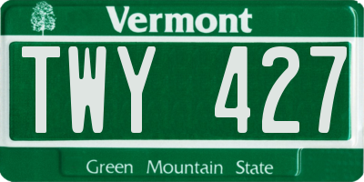 VT license plate TWY427