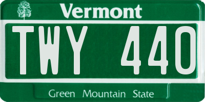 VT license plate TWY440
