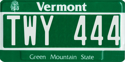 VT license plate TWY444
