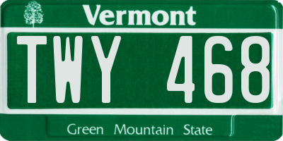 VT license plate TWY468