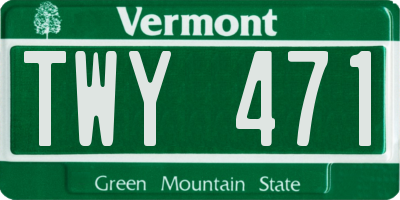 VT license plate TWY471