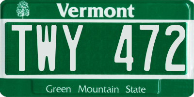 VT license plate TWY472