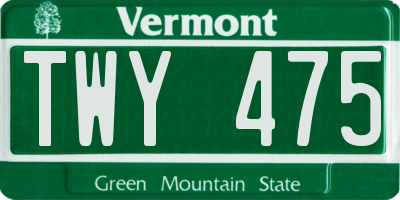 VT license plate TWY475