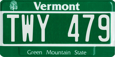 VT license plate TWY479