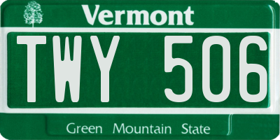 VT license plate TWY506