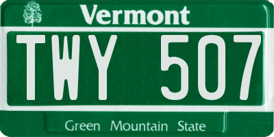 VT license plate TWY507