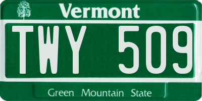 VT license plate TWY509
