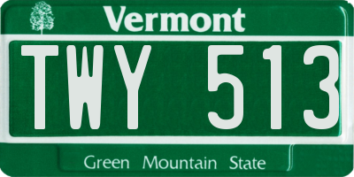 VT license plate TWY513