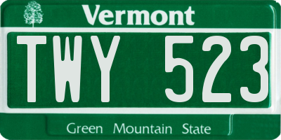 VT license plate TWY523