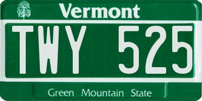 VT license plate TWY525