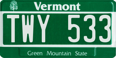 VT license plate TWY533