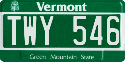 VT license plate TWY546