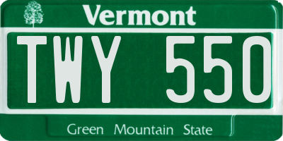 VT license plate TWY550