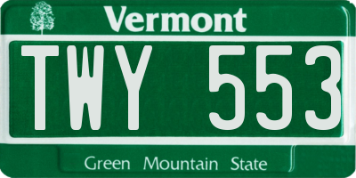 VT license plate TWY553