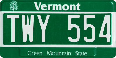 VT license plate TWY554