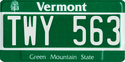 VT license plate TWY563