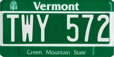 VT license plate TWY572