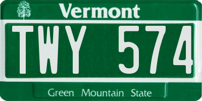 VT license plate TWY574
