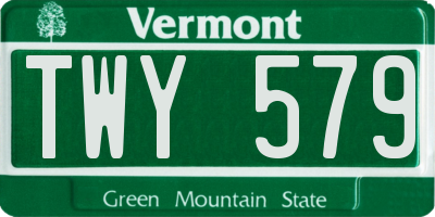 VT license plate TWY579