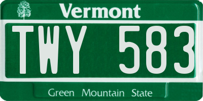 VT license plate TWY583