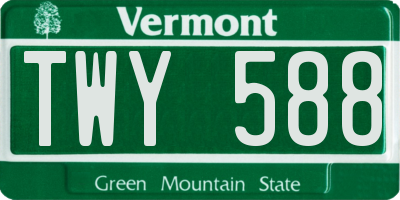 VT license plate TWY588