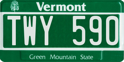 VT license plate TWY590