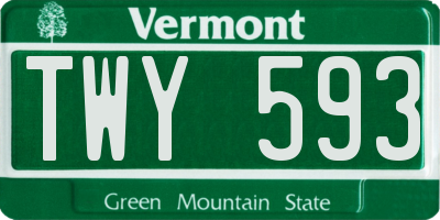 VT license plate TWY593