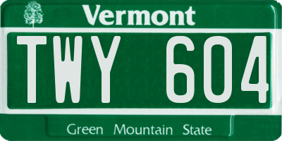 VT license plate TWY604