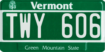 VT license plate TWY606