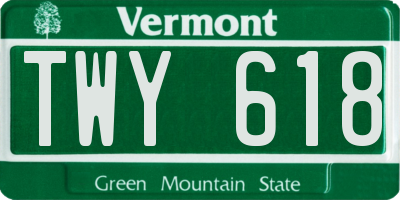 VT license plate TWY618