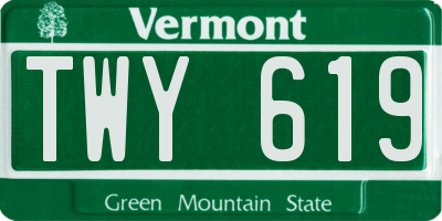 VT license plate TWY619