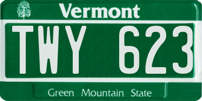 VT license plate TWY623
