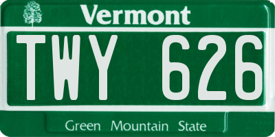 VT license plate TWY626