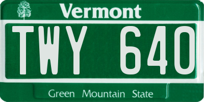 VT license plate TWY640