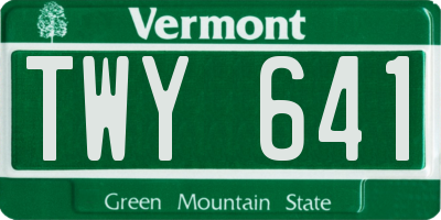 VT license plate TWY641