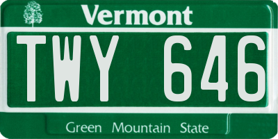 VT license plate TWY646