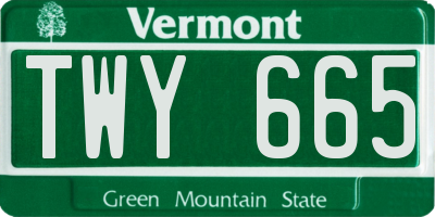 VT license plate TWY665