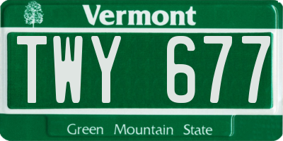 VT license plate TWY677