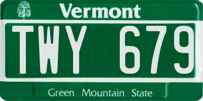 VT license plate TWY679