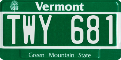 VT license plate TWY681