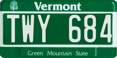 VT license plate TWY684