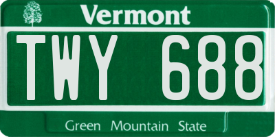 VT license plate TWY688