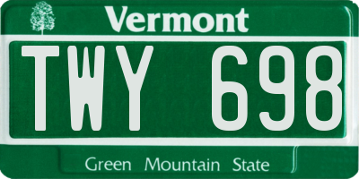VT license plate TWY698