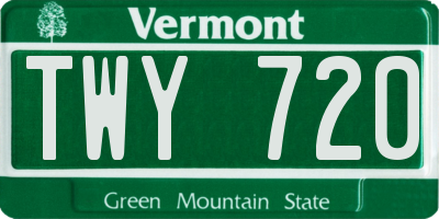 VT license plate TWY720