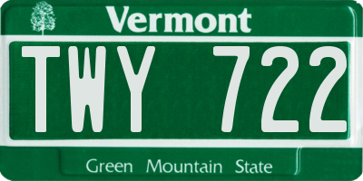 VT license plate TWY722