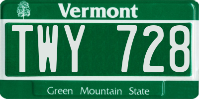 VT license plate TWY728