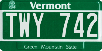 VT license plate TWY742