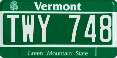 VT license plate TWY748