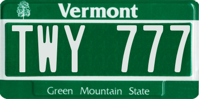 VT license plate TWY777