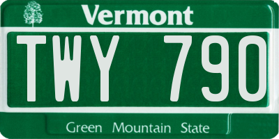 VT license plate TWY790